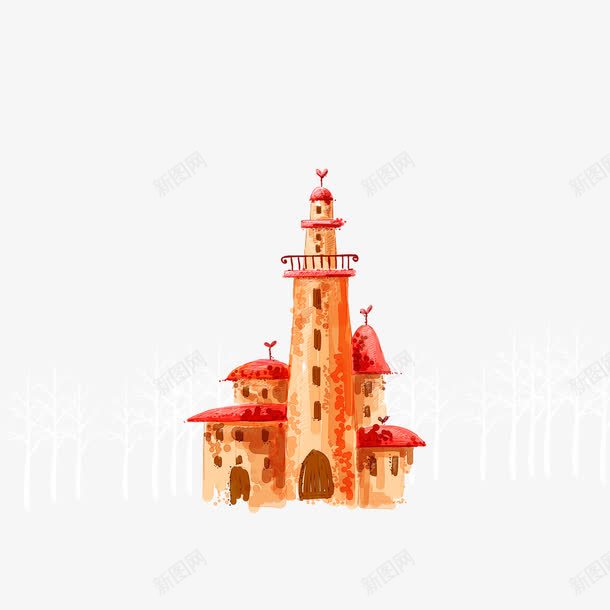手绘小城堡png免抠素材_88icon https://88icon.com 城堡 小城堡 房子 手绘