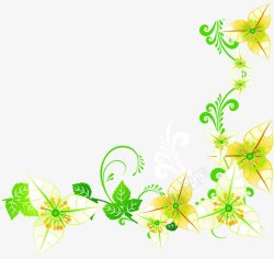 黄色手绘花朵绿叶展架纹理素材