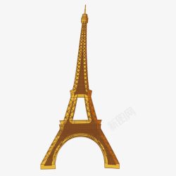 金色法国埃菲尔铁塔矢量图素材