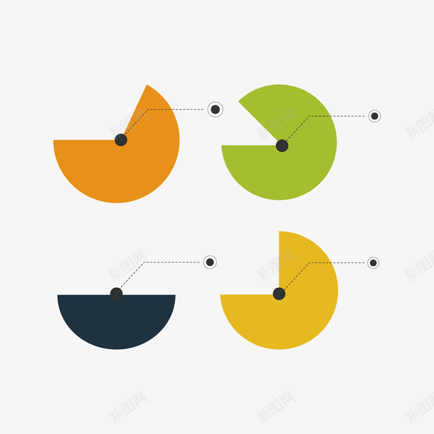 彩色圆形数据分析矢量图ai免抠素材_88icon https://88icon.com 分析 占比 数据 橙色 点线 百分比 绿色 黄色 矢量图