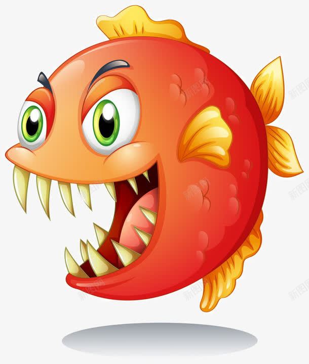 红色食人鱼png免抠素材_88icon https://88icon.com 卡通 红色 食人鱼