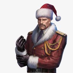 戴圣诞帽黑手套的军人素材