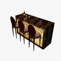 大理石棕色欧式酒柜吧台桌素材