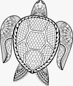 手绘黑白色花纹海龟素材