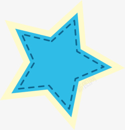 蓝色手绘可爱五角星素材
