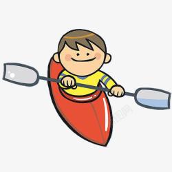 红色船桨划船的男孩高清图片