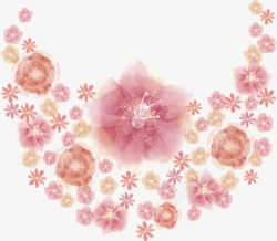 手绘彩色粉色可爱花朵形状素材