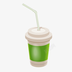 绿色质感卡通饮料杯矢量图素材