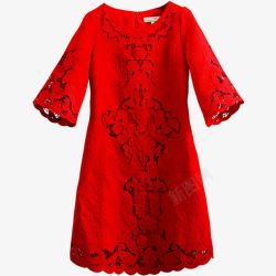 红色五分袖裙子素材