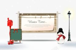 圣诞节雪人展板背景素材