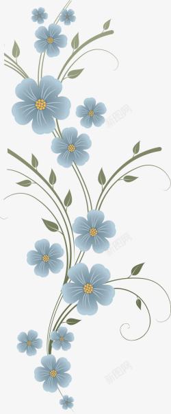 蓝色花花纹边框素材