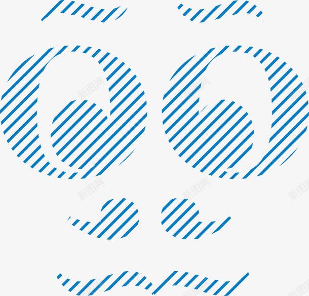 线条组成的人脸矢量图eps免抠素材_88icon https://88icon.com 可爱人物 搞笑人脸 线条 蓝色 矢量图