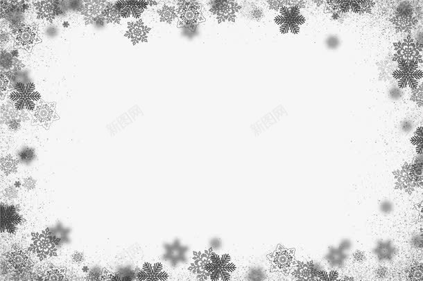 灰色雪花边框png免抠素材_88icon https://88icon.com 灰色 装饰 边框 雪花