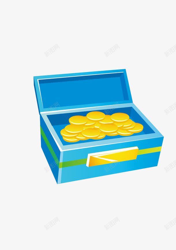 金箱子矢量图ai免抠素材_88icon https://88icon.com 商务 硬币 金币 金箱子 金箱子模板下载 钱 矢量图