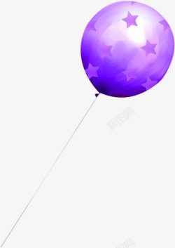 紫色带星星气球图画素材