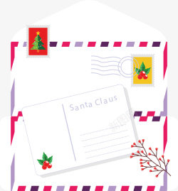 圣诞快乐信封可爱圣诞明信片矢量图高清图片