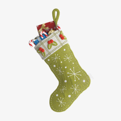 圣诞实物装饰圣诞袜绿色素材