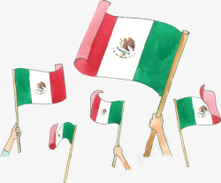 手绘风高举墨西哥国旗矢量图素材