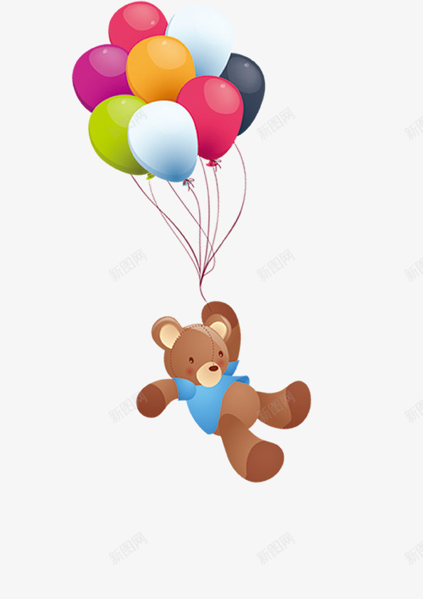 卡通熊psd免抠素材_88icon https://88icon.com 卡通熊 卡通画 彩色气球 抓气球的熊