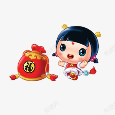 招财福童子女png免抠素材_88icon https://88icon.com 喜庆 招财 童子