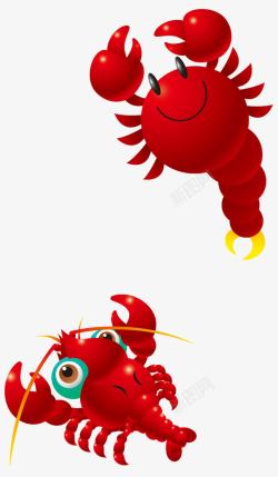 手绘卡通可爱的红虾矢量图素材