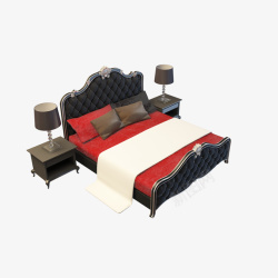 红色大床红色床单黑色时尚欧式大床高清图片