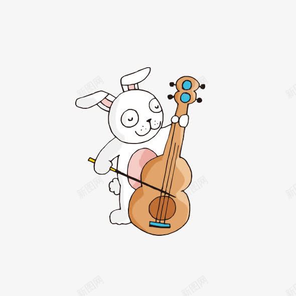 小白兔大提琴png免抠素材_88icon https://88icon.com 卡通 图案 大提琴 小白兔