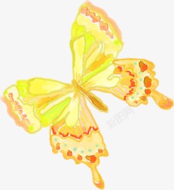 手绘水彩黄红色蝴蝶装饰素材
