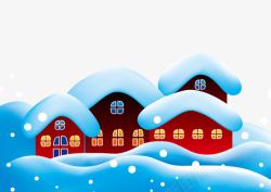 雪中的卡通房子矢量图素材