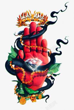 大手钻头和蛇素材