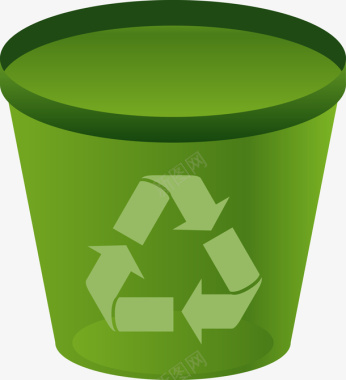 绿色回收垃圾桶图标图标