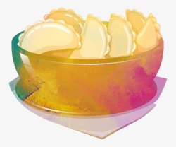 五个饺子卡通彩色碗里的饺子高清图片