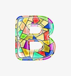 彩色玻璃字母B素材