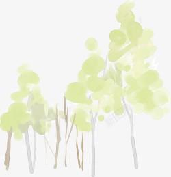唯美创意绿色朦胧树木素材