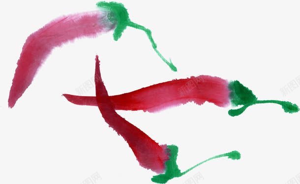 创意手绘水彩红色的朝天椒png免抠素材_88icon https://88icon.com 创意 朝天椒 水彩 红色