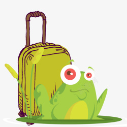 绿色旅行箱创意旅行青蛙素材