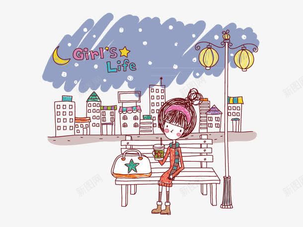 手绘等公交的女孩png免抠素材_88icon https://88icon.com 卡通女孩 女孩 手绘女孩的日常 等待