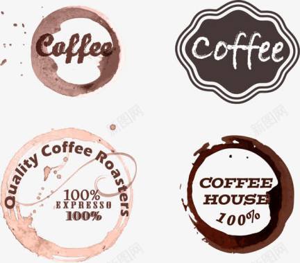 中国风小标签装饰手绘咖啡图标图标