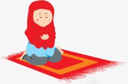 祈祷的穆斯林儿童矢量图素材