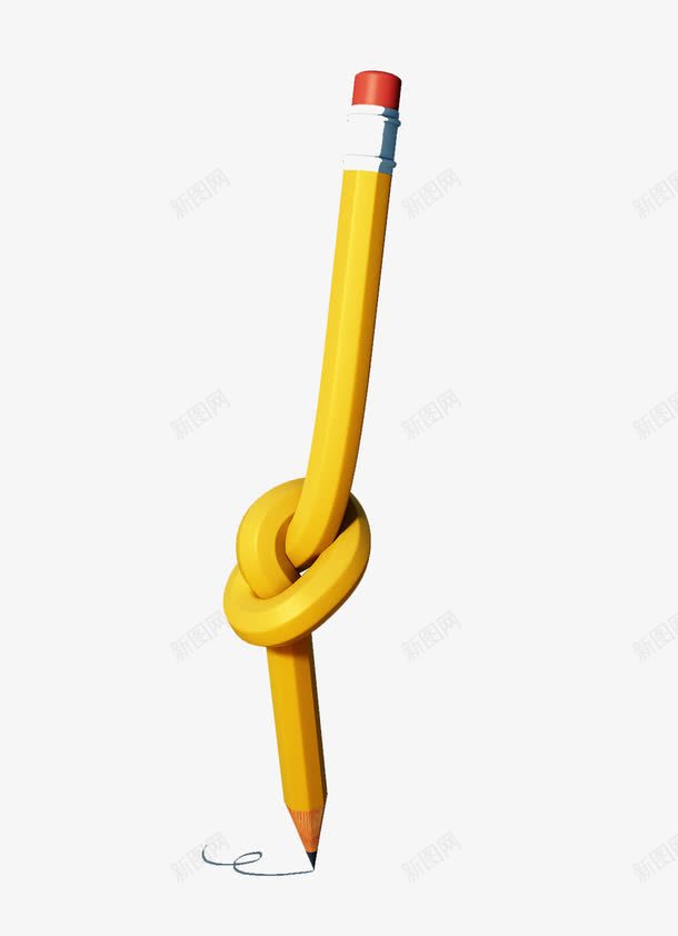 扭曲的铅笔png免抠素材_88icon https://88icon.com 创意 广告 橡皮檫 铅笔 黄色