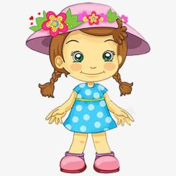 戴着花帽子的卡通可爱小女孩素材