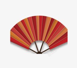 红色中国风折扇素材