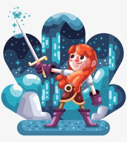 拿宝剑的女孩素材