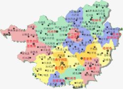 彩色中国广西省地图素材