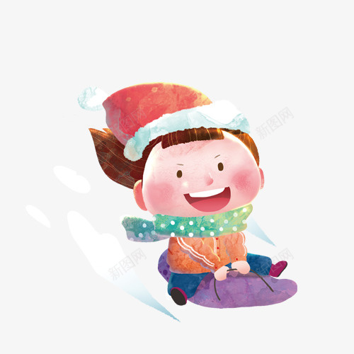 卡通玩雪小人psd免抠素材_88icon https://88icon.com 卡通 小人 白色 紫色 红色 雪