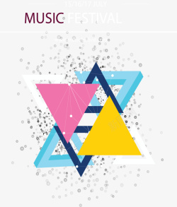 彩色三角音乐节海报矢量图素材