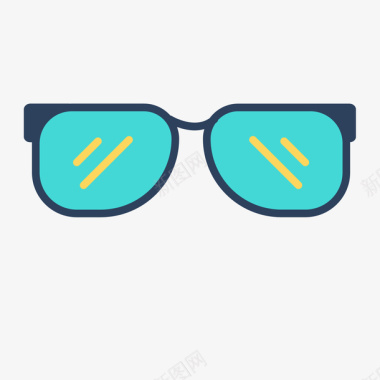 蓝色图标蓝色扁平化眼镜元素矢量图图标图标
