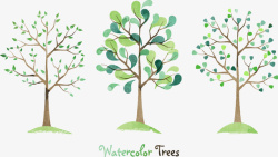 水彩画的树矢量图素材