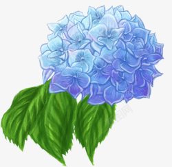 创意手绘水彩质感蓝色的花球素材