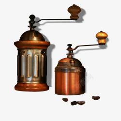 研磨咖啡豆的古典风格的咖啡壶素材